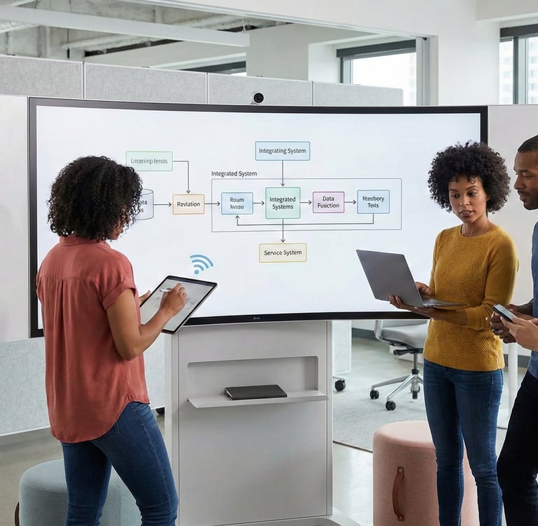 business infrastructure concepts interlocking seamlessly to represent fluid system integration