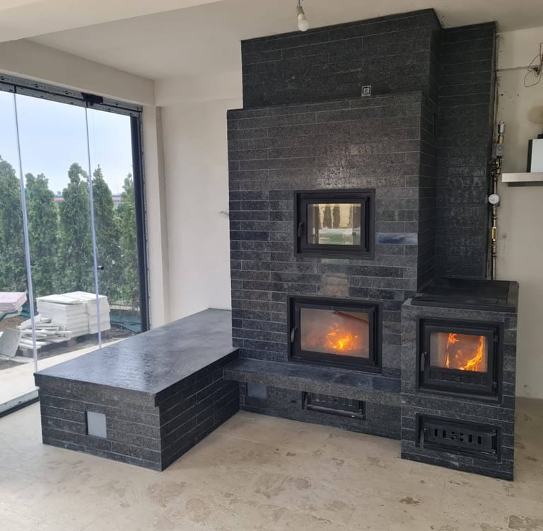 soba cu lejanca, pat incalzit si plita cu cuptor