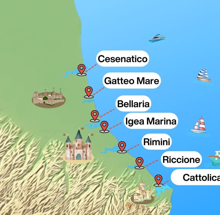 Riviera romagnola, Rimini, Riccione, Cesenatico