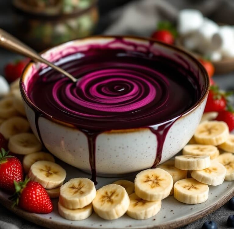 blackberry Fondue and banana slices