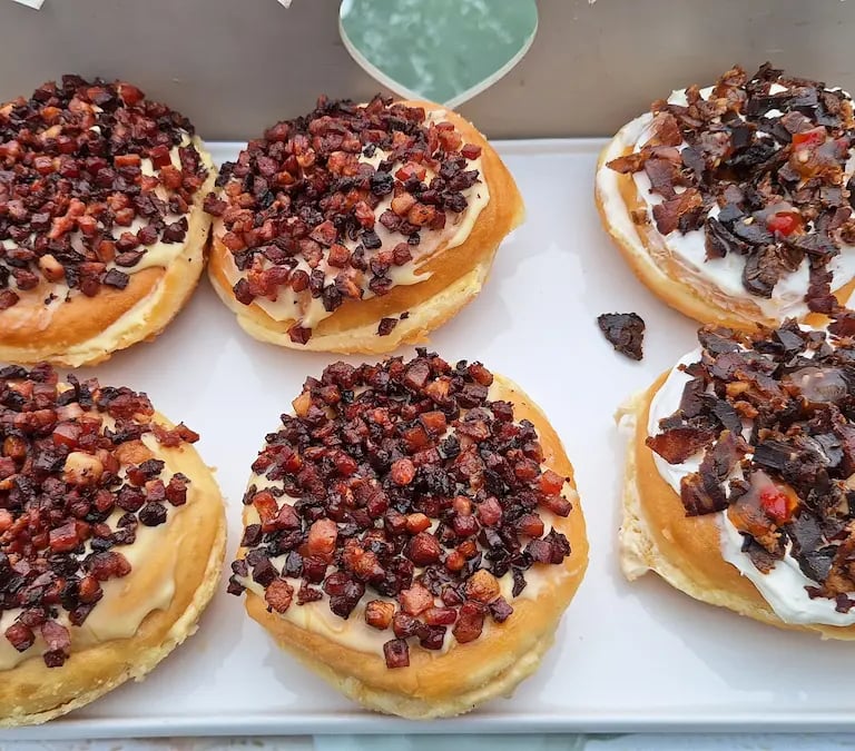 Maple Bacon and sweet schilli biltong doughnut donut bar swakopmund