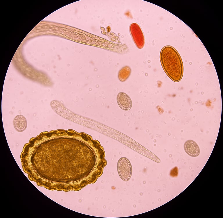Ovo de Ascaris e outros parasitas