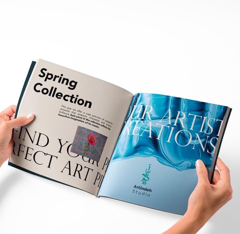 Werbematerial für Corporate Identity  und Branding für Artindeh Kunstplatform - Buch
