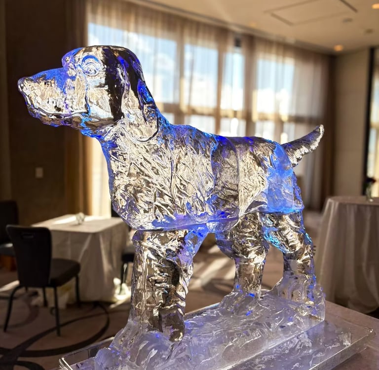escultura de perro de hielo para bodas en buenos aires