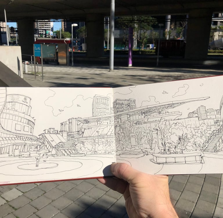 Urban Sketch by artist Evgeny Bondarenko
