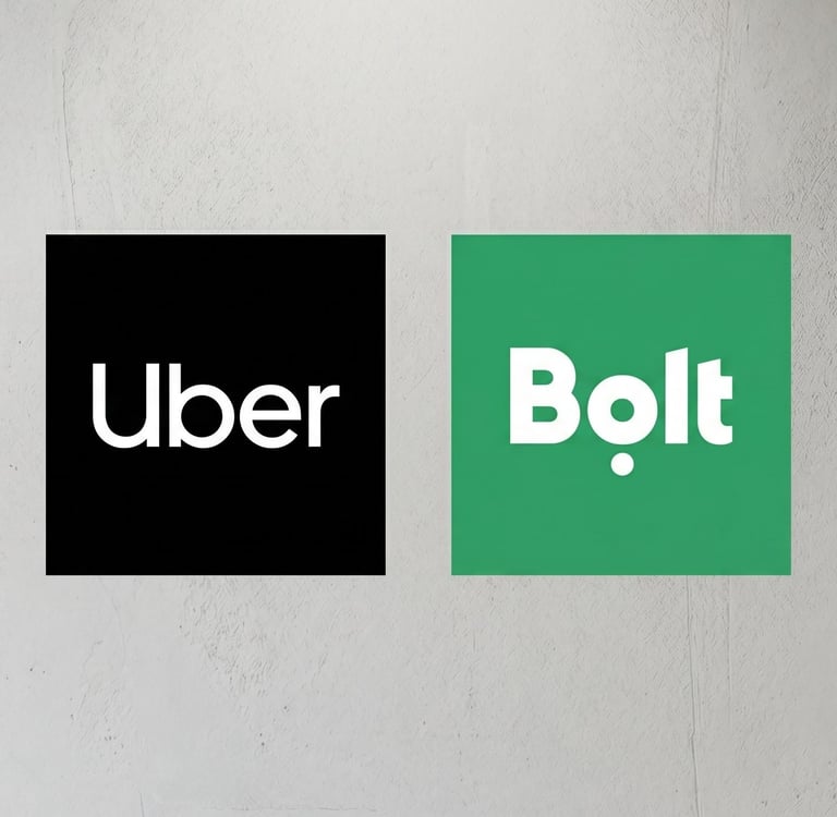 Comparativa de logotipos de las aplicaciones de transporte Uber y Bolt