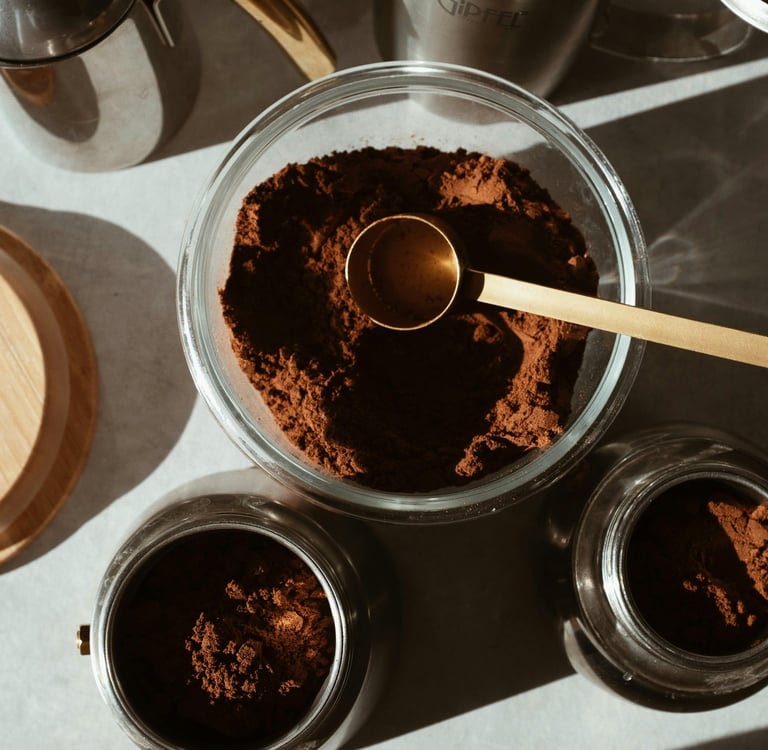 upcycled coffee grounds in a jar