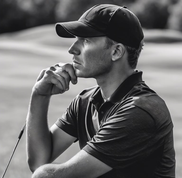 a man playing golf with a brain map of the brain