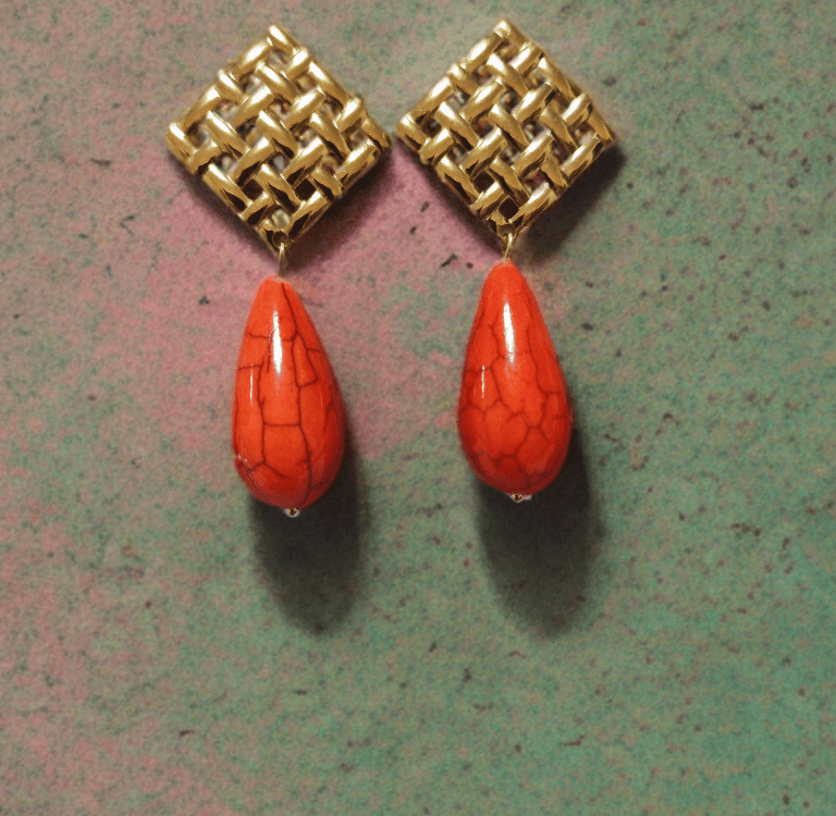 Handcrafted Ether Pieces earrings with semi-precious stone and gold details