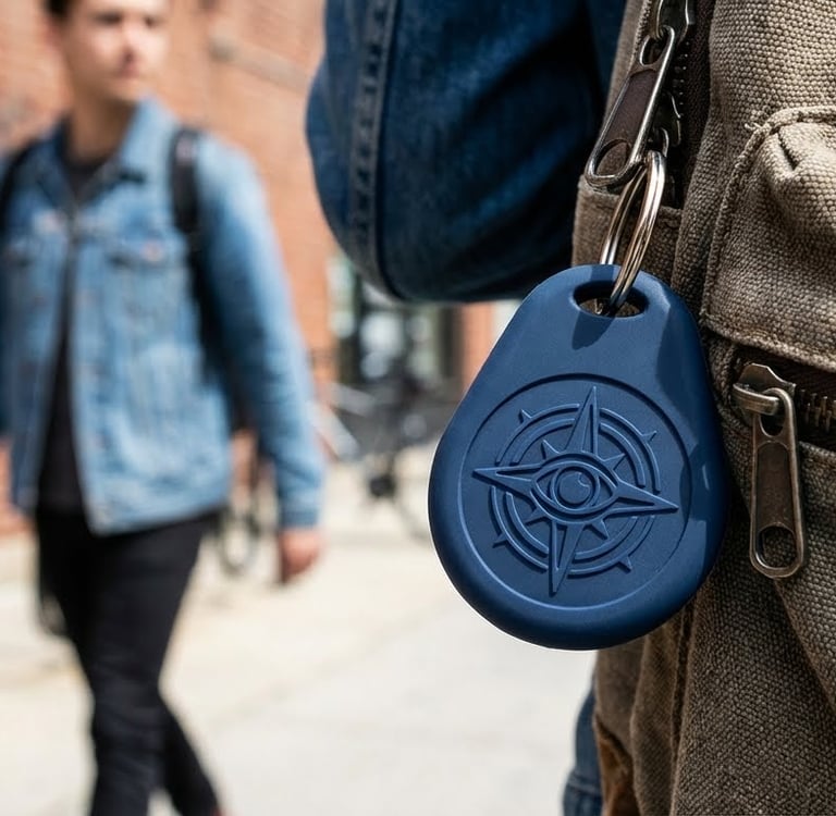 etiqueta emborrachada em uma mochila