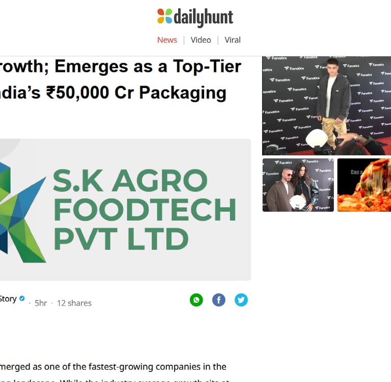 Sk Agro Foodtech Daily Hunt