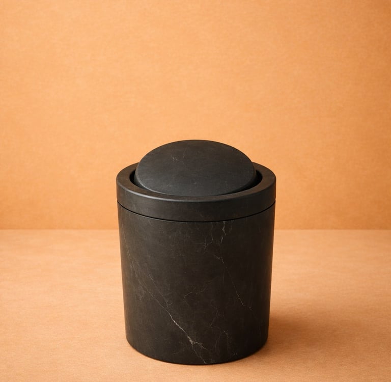 bote de basura pequeño negro en fibra de vidrio