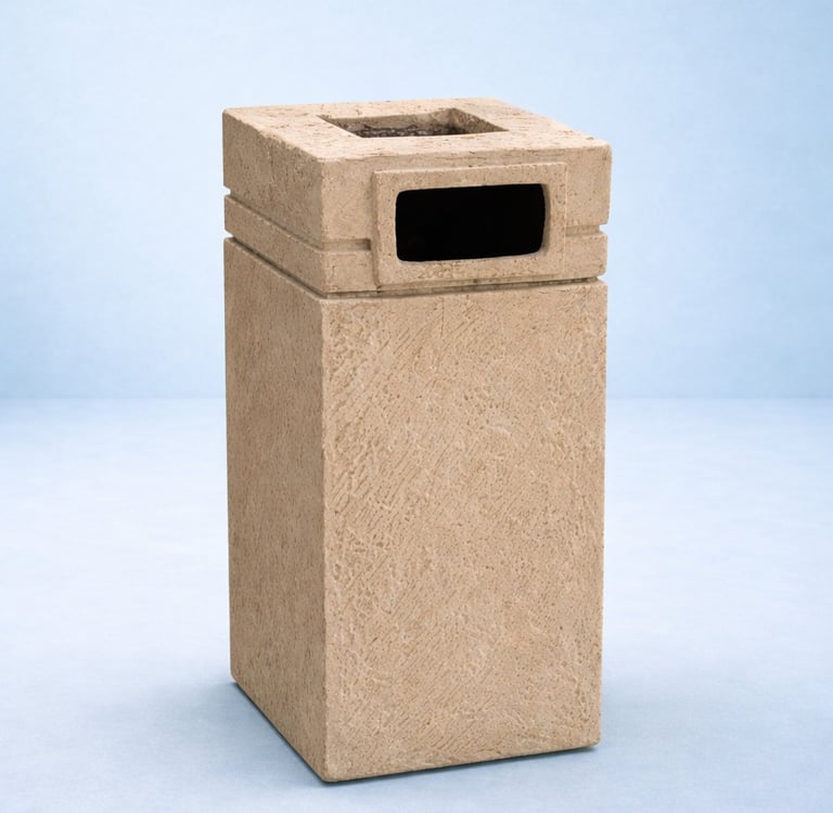 bote de basura arenoso en fibra de vidrio