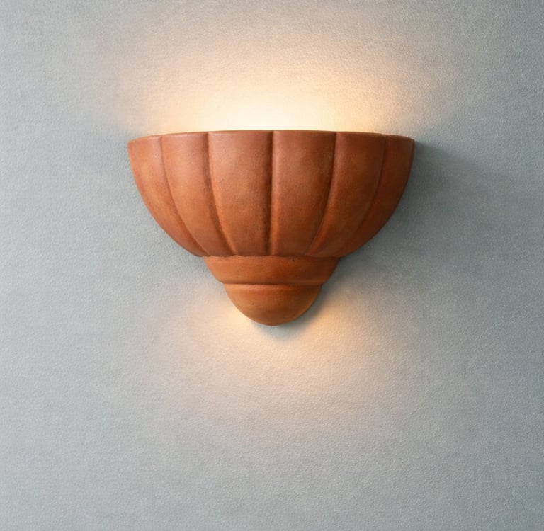 lampara de pared naranja tipo concha en fibra de vidrio