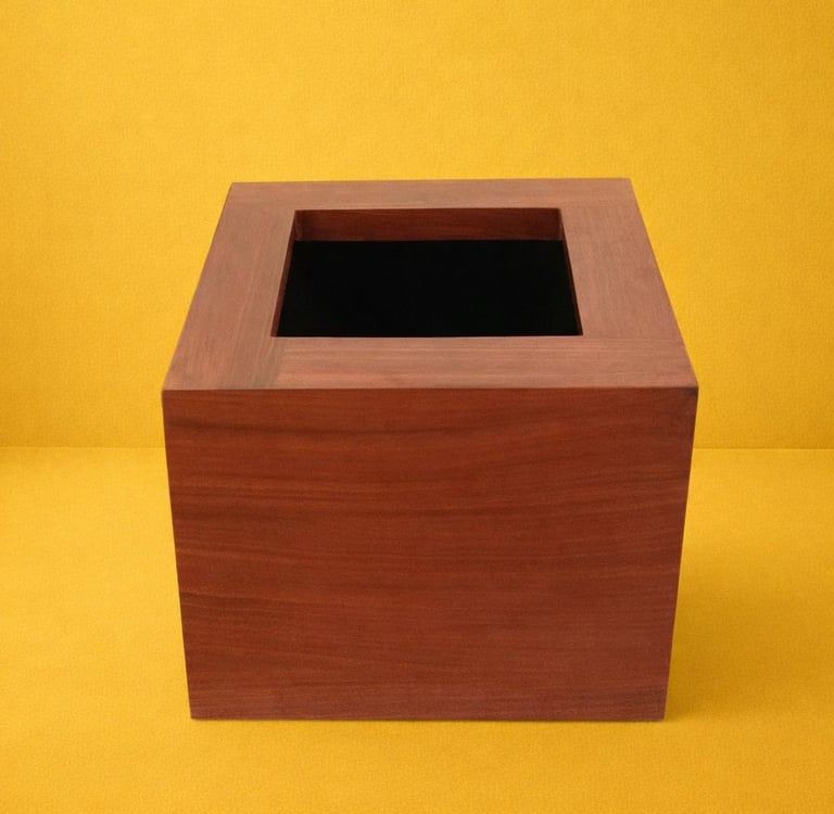 maceta cuadrada tipo madera en fibra de vidrio