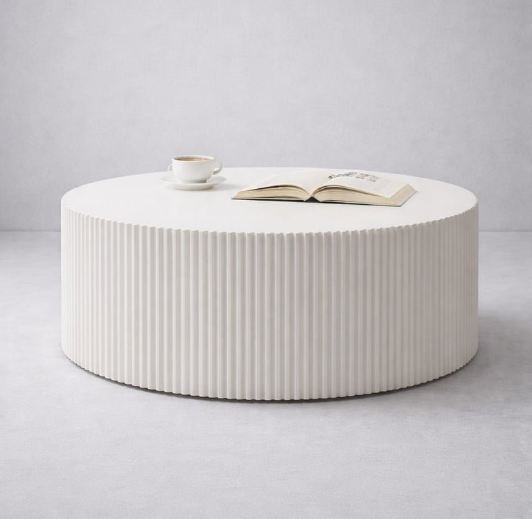 mesa blanca tipo pastel en fibra de vidrio