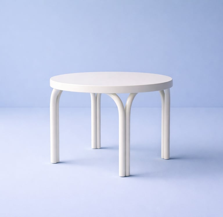 mesa blanca pequeña en fibra de vidrio