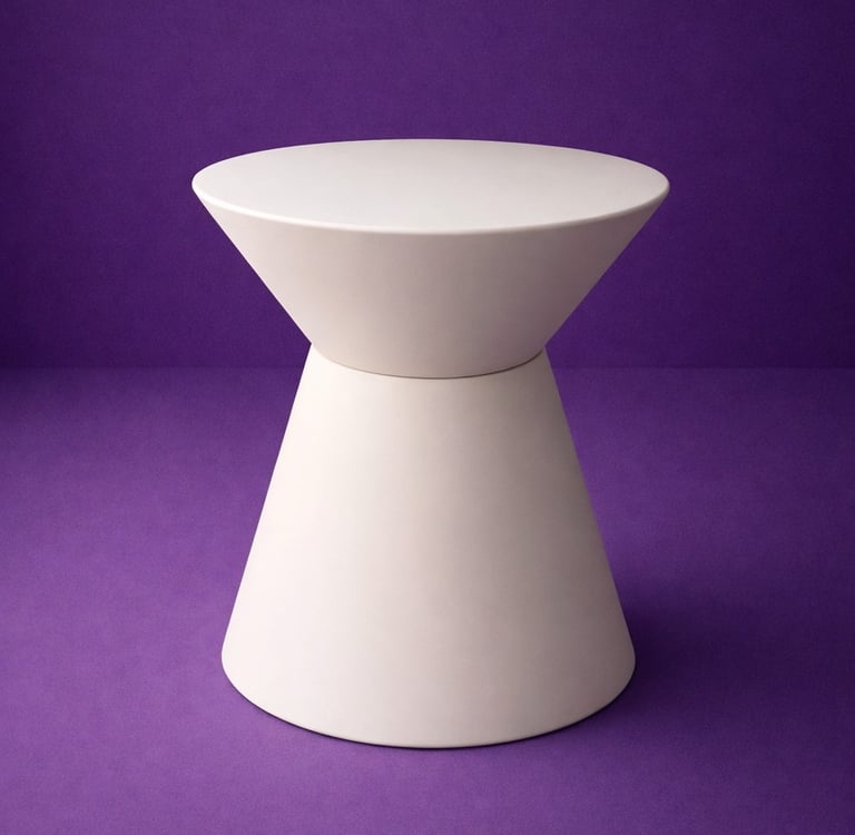 maceta blanca tipo hongo en fibra de vidrio