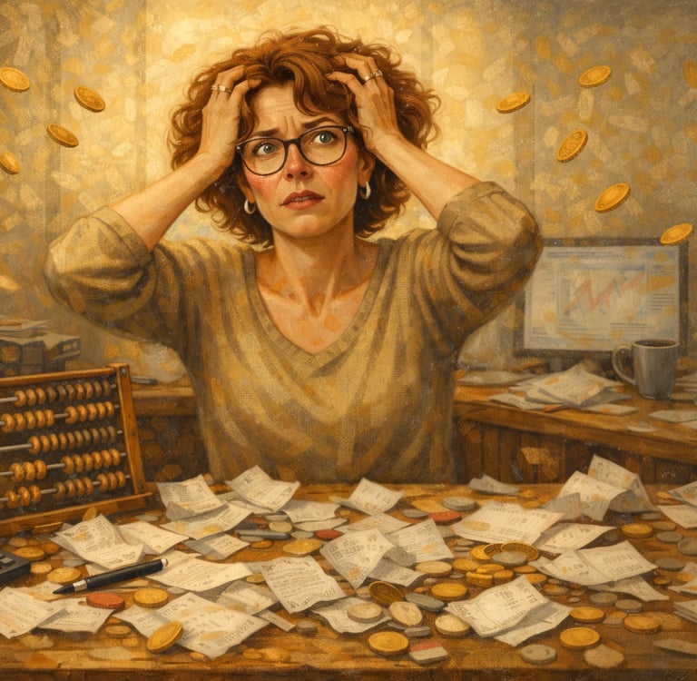 Een vrouw in financiële stress