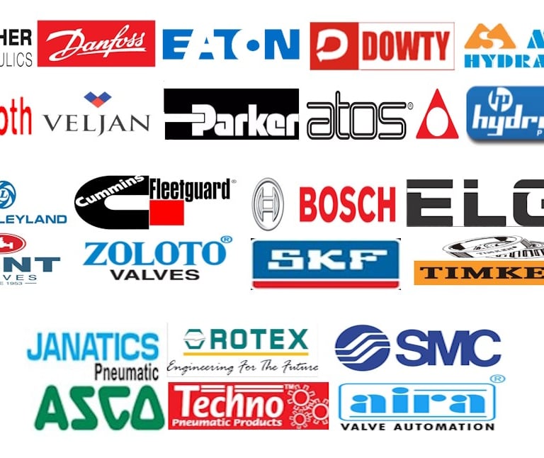 Rexroth, Dowty, Danfos, THM, M+S hydraulic, Aira