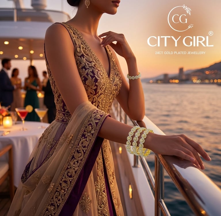 City Girl 18Carat Gold Plated - Anti-Tarnish Bridal Bangles Party Wear for Women - CityBangles.com