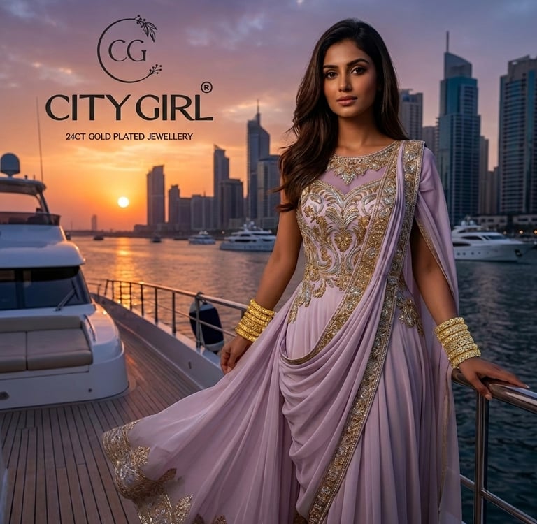 City Girl 18Carat Gold Plated - Anti-Tarnish Bridal Bangles Cocktail Party Wear - CityBangles.com
