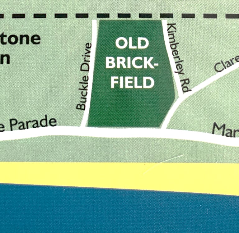 Graphic map showing location of the Brickfield off Marine Parade