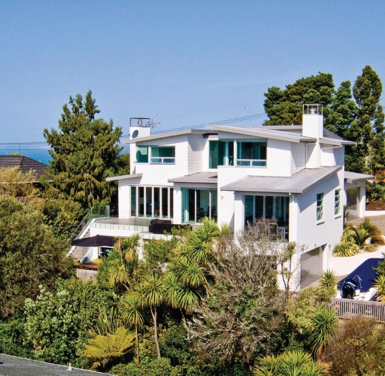 new mono pitched three storey weatherboard home, house removed