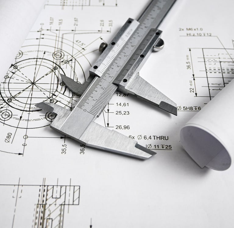 Vernier caliper on engineering drawings