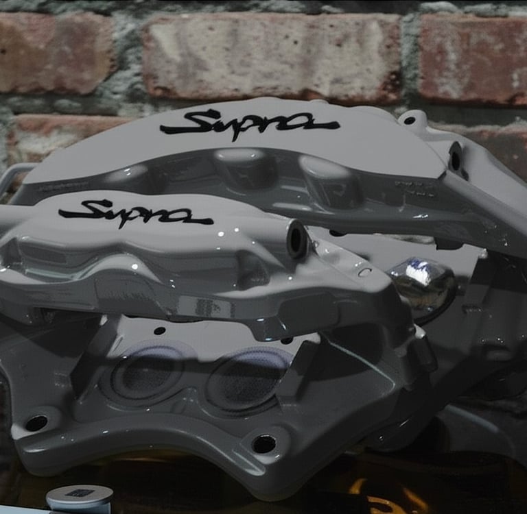 Signal Grey CTSV calipers built for a MKIV Supra