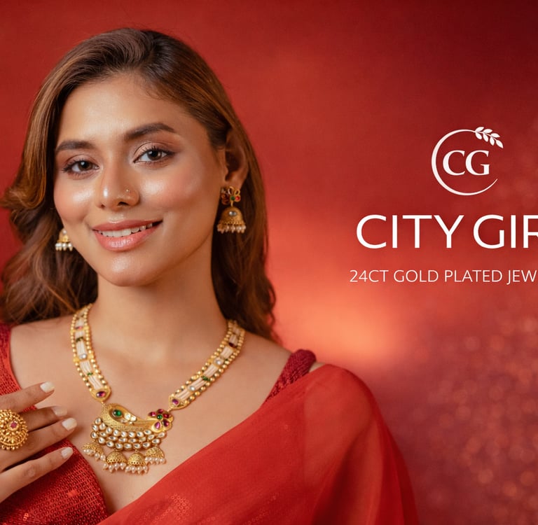 City Girl Jewellery - Best imitation Jwellery - 18 Carat Gold Plated  - Party Wear - Necklace Set
