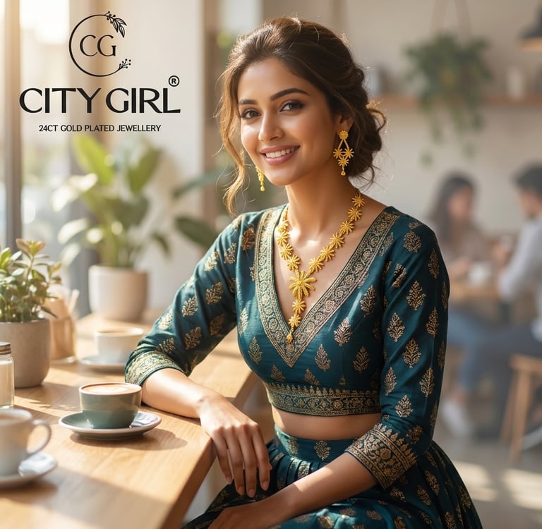 City Girl Jewellery - Best imitation Jwellery - 18 Carat Gold Plated  - Party Wear - Necklace Set