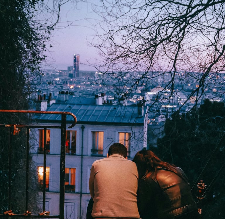 a romantic couple thinking