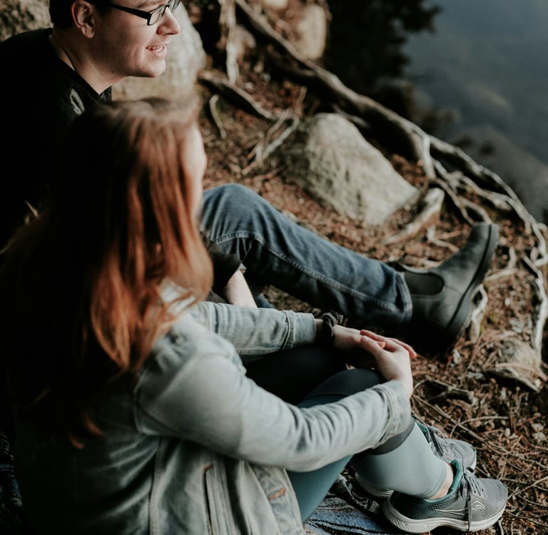 a man and woman talking