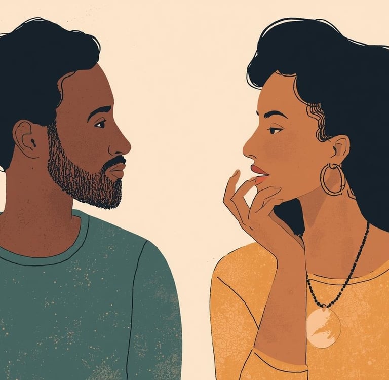 Couple discussing HSV disclosure with acceptance and understanding