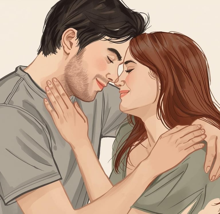 Couple embracing with intimacy and respect after HSV disclosure
