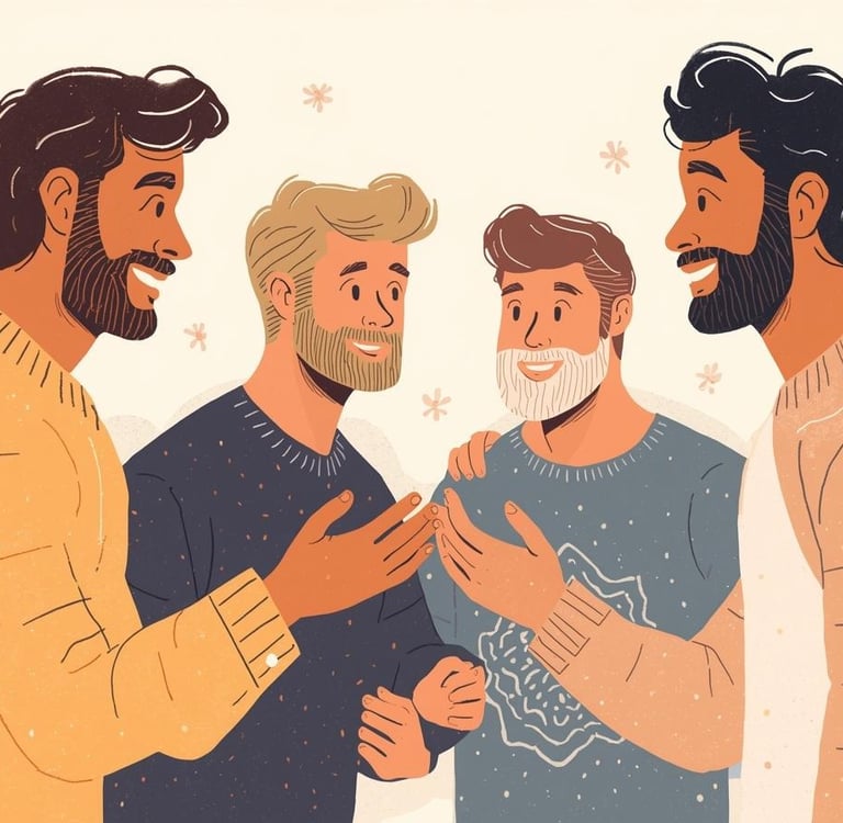 Men bonding and supporting each other with HSV
