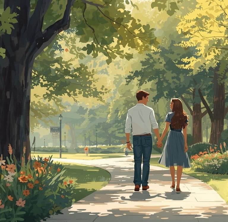 Romantic couple showing tender physical connection