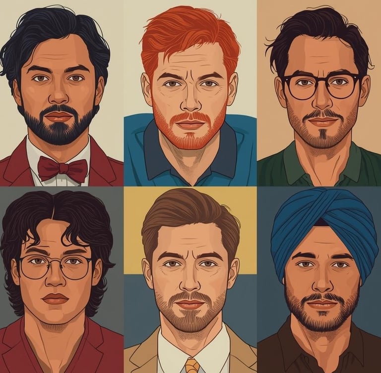 Diverse group of men representing modern masculinity: emotional vulnerability, authenticity