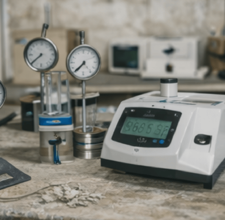 Instrumentos de medición y control para laboratorio de materiales de construcción.