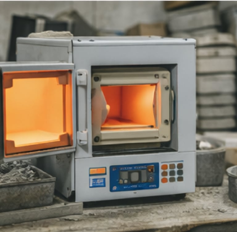 Horno mufla para ensayo térmico y determinación de contenido de materiales.