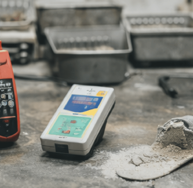 Instrumental portátil para medición y control técnico en laboratorio de materiales.