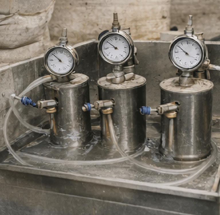 Ensayo de permeabilidad y presión en muestras de hormigón.