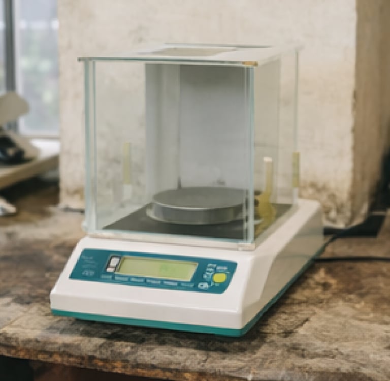 Equipo de preparación de muestras para ensayos de suelos en laboratorio técnico.