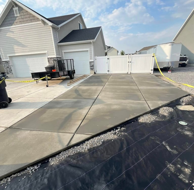 concrete driveway extension installation