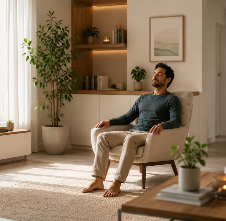 Homem praticando meditação - iniciantes
