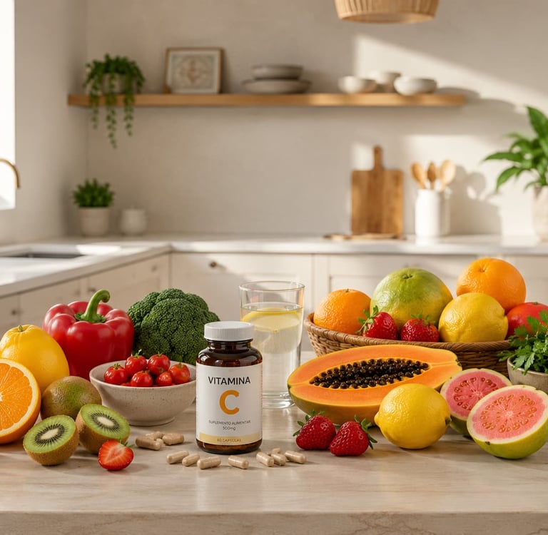 Suplemento de vitamina C com frutas frescas