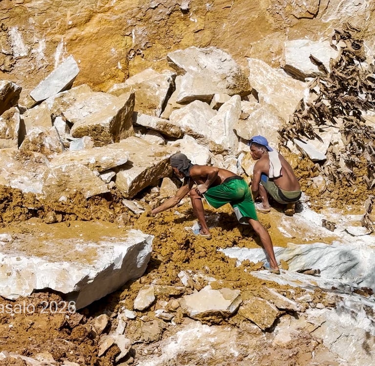 Man Extracting Marbles in Quarry Site