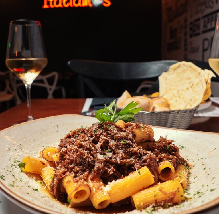 a pasta pasta pasta with meat and cheese