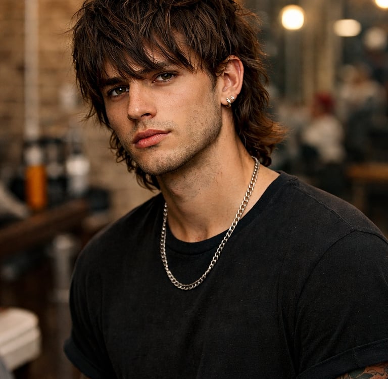 Mod cut hairstyle for men with textured layers at a barbershop in Southsea, Portsmouth